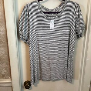 Maurices Black and White Stripe Short Sleeve Tee NWT Size XXL